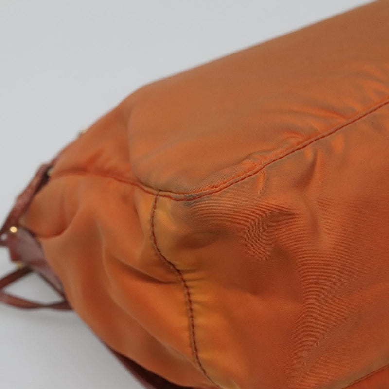PRADA Shoulder Bag Nylon Brown Gold Auth 120483