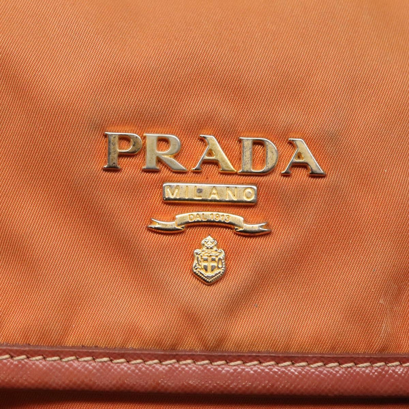 PRADA Shoulder Bag Nylon Brown Gold Auth 120483