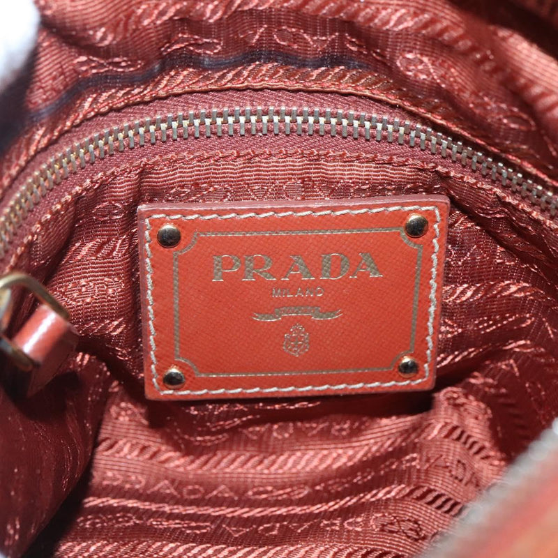 PRADA Shoulder Bag Nylon Brown Gold Auth 120483