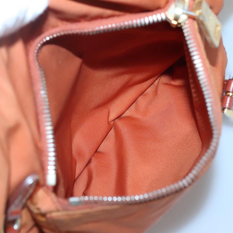 PRADA Shoulder Bag Nylon Brown Gold Auth 120483