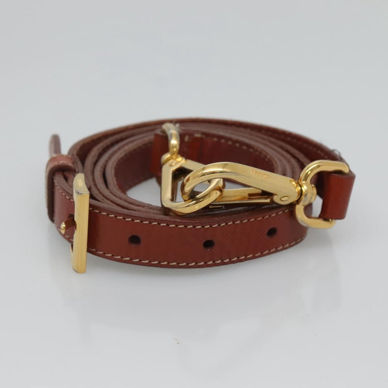 PRADA Shoulder Bag Nylon Brown Gold Auth 120483