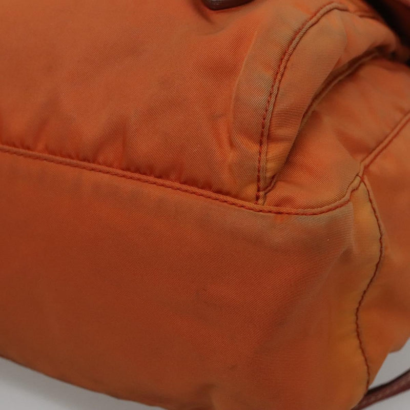 PRADA Shoulder Bag Nylon Brown Gold Auth 120483