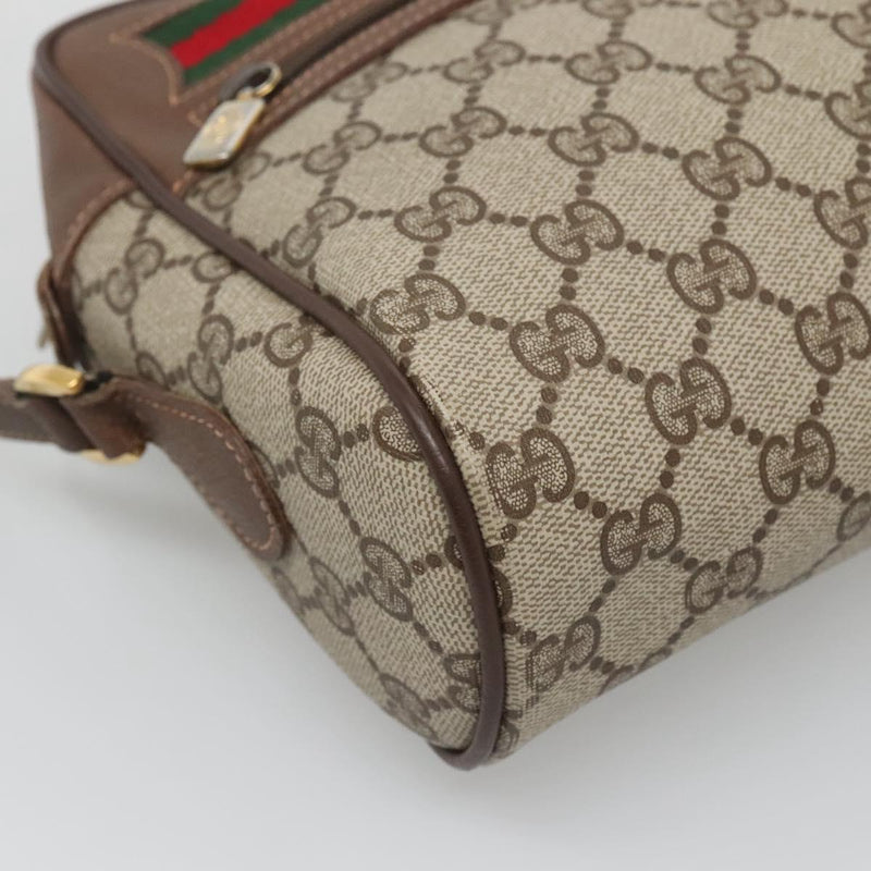 GUCCI GG Supreme Web Sherry Line Bag PVC Beige Gold 56 02 088 Auth 120487