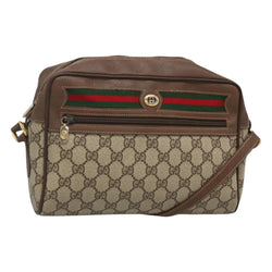 GUCCI GG Supreme Web Sherry Line Bag PVC Beige Gold 56 02 088 Auth 120487