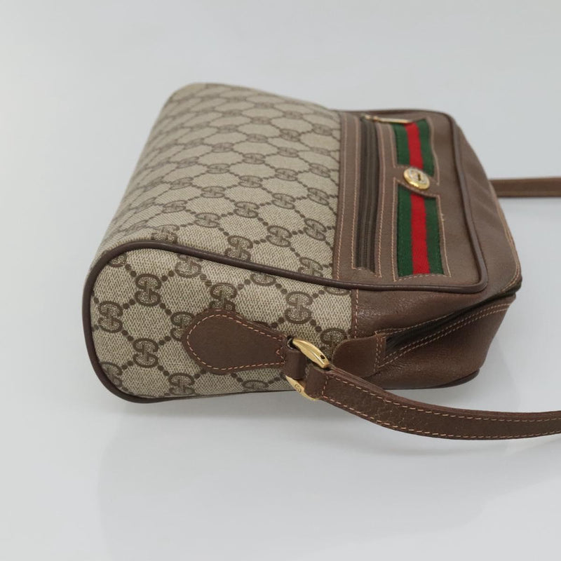 GUCCI GG Supreme Web Sherry Line Bag PVC Beige Gold 56 02 088 Auth 120487