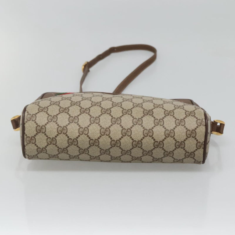 GUCCI GG Supreme Web Sherry Line Bag PVC Beige Gold 56 02 088 Auth 120487