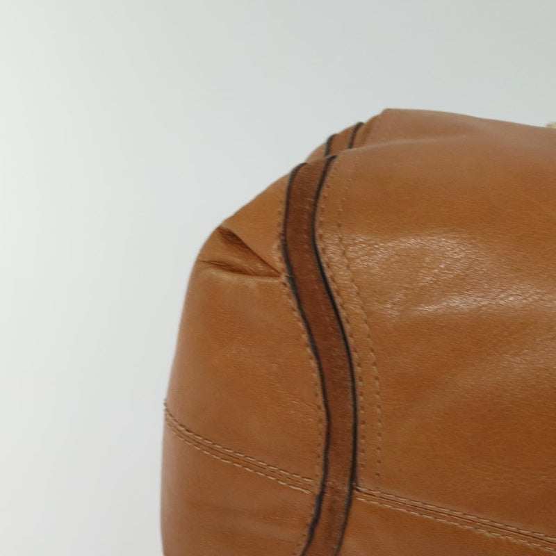Coach Hand Bag Leather 2way Brown Gold Auth 120493