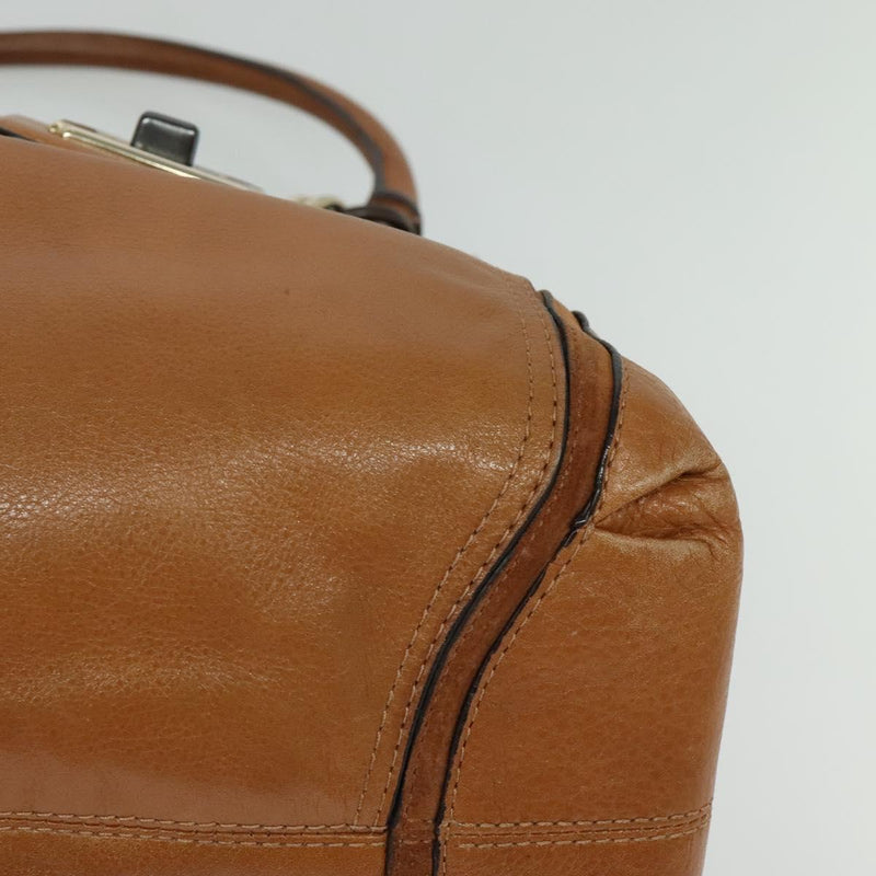 Coach Hand Bag Leather 2way Brown Gold Auth 120493