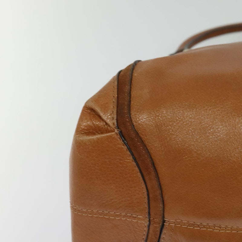 Coach Hand Bag Leather 2way Brown Gold Auth 120493