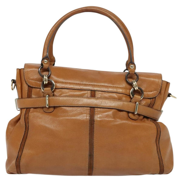 Coach Hand Bag Leather 2way Brown Gold Auth 120493