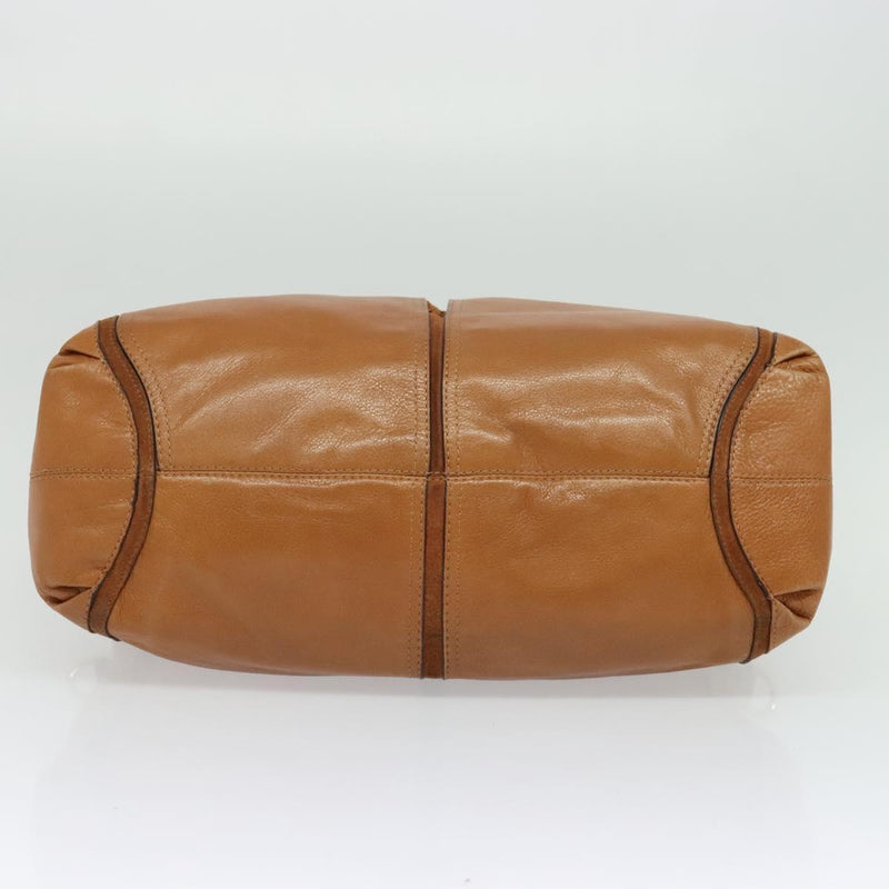 Coach Hand Bag Leather 2way Brown Gold Auth 120493