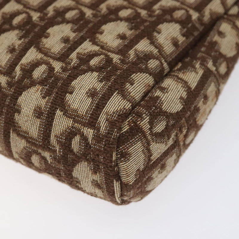 Christian Dior Trotter Canvas Clutch Bag Brown Gold Auth 120912