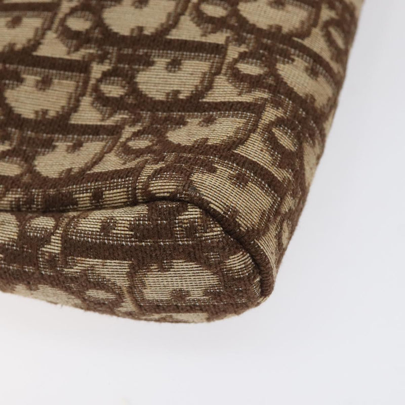 Christian Dior Trotter Canvas Clutch Bag Brown Gold Auth 120912