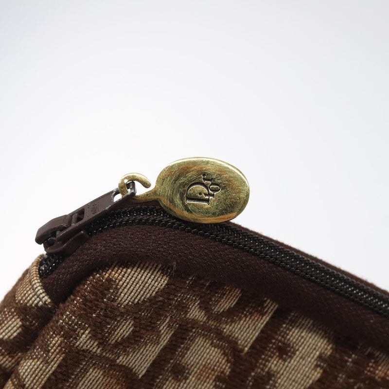 Christian Dior Trotter Canvas Clutch Bag Brown Gold Auth 120912