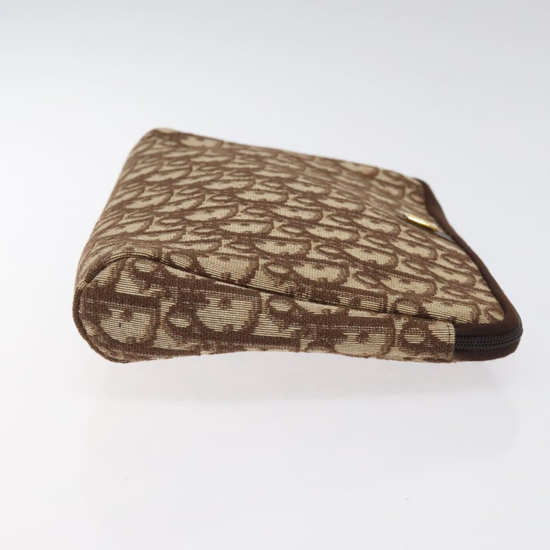 Christian Dior Trotter Canvas Clutch Bag Brown Gold Auth 120912