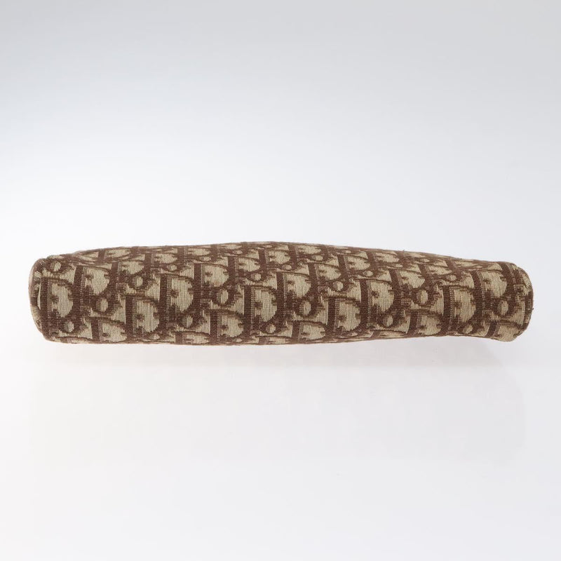 Christian Dior Trotter Canvas Clutch Bag Brown Gold Auth 120912