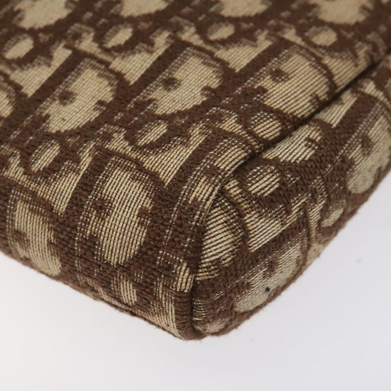 Christian Dior Trotter Canvas Clutch Bag Brown Gold Auth 120912