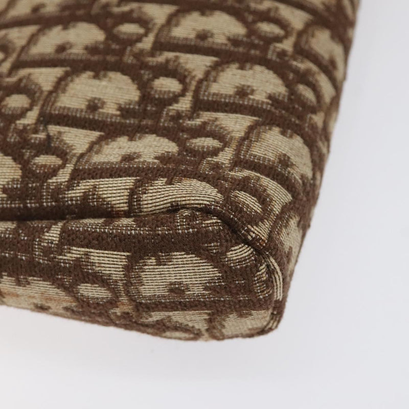 Christian Dior Trotter Canvas Clutch Bag Brown Gold Auth 120912