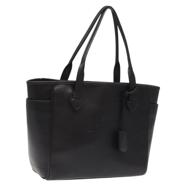 LOEWE Tote Bag Leather Dark Brown gold Auth 120929