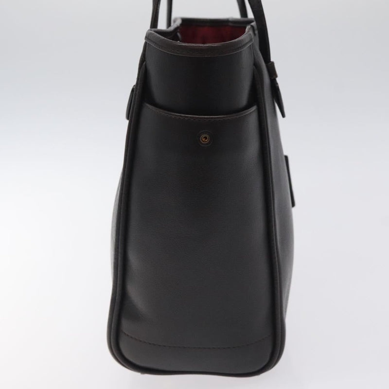 LOEWE Tote Bag Leather Dark Brown gold Auth 120929