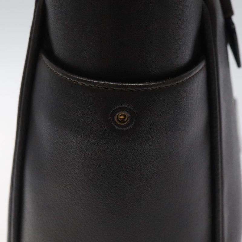 LOEWE Tote Bag Leather Dark Brown gold Auth 120929