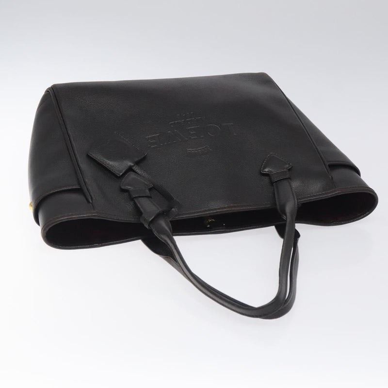 LOEWE Tote Bag Leather Dark Brown gold Auth 120929