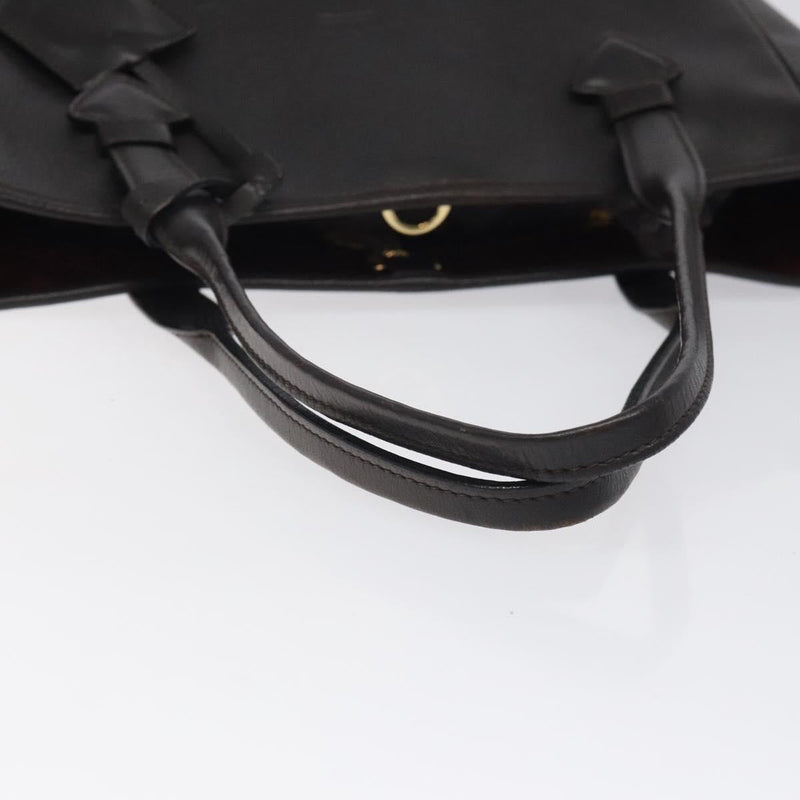 LOEWE Tote Bag Leather Dark Brown gold Auth 120929