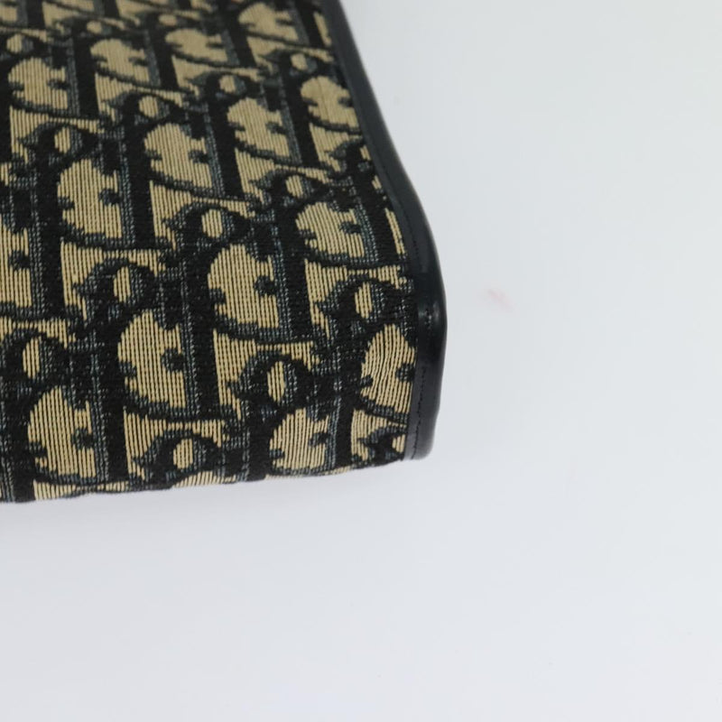 Christian Dior Trotter Canvas Shoulder Bag Navy Gold Auth 120936