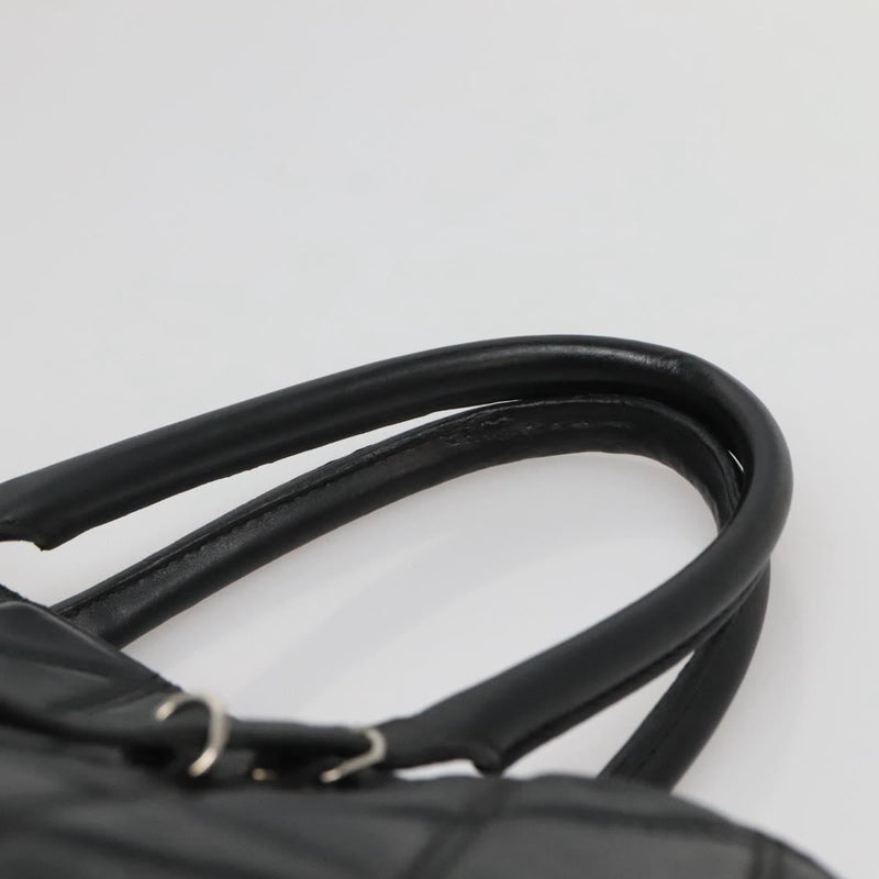 BALENCIAGA Hand Bag Leather Black Silver Auth 120938