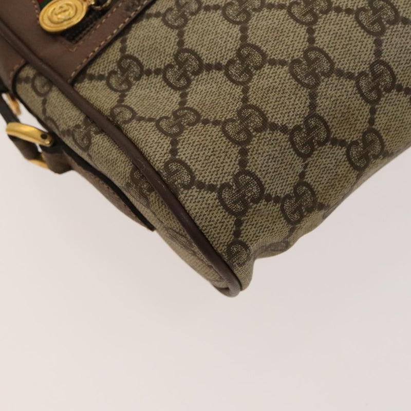 GUCCI GG Supreme Web Sherry Line Bag PVC Beige Gold 001 44 6655 Auth 120942