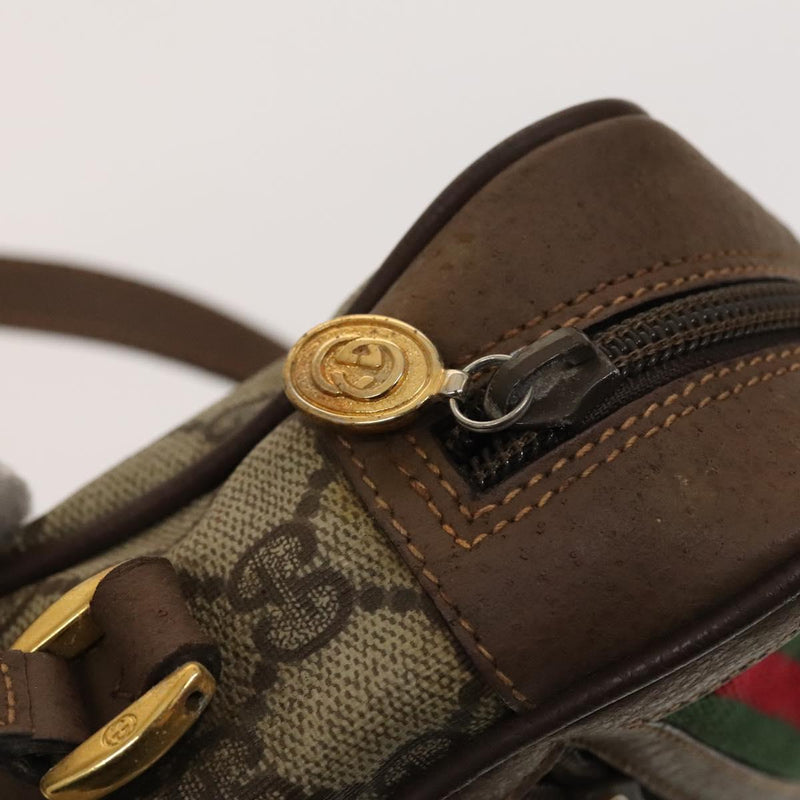 GUCCI GG Supreme Web Sherry Line Bag PVC Beige Gold 001 44 6655 Auth 120942