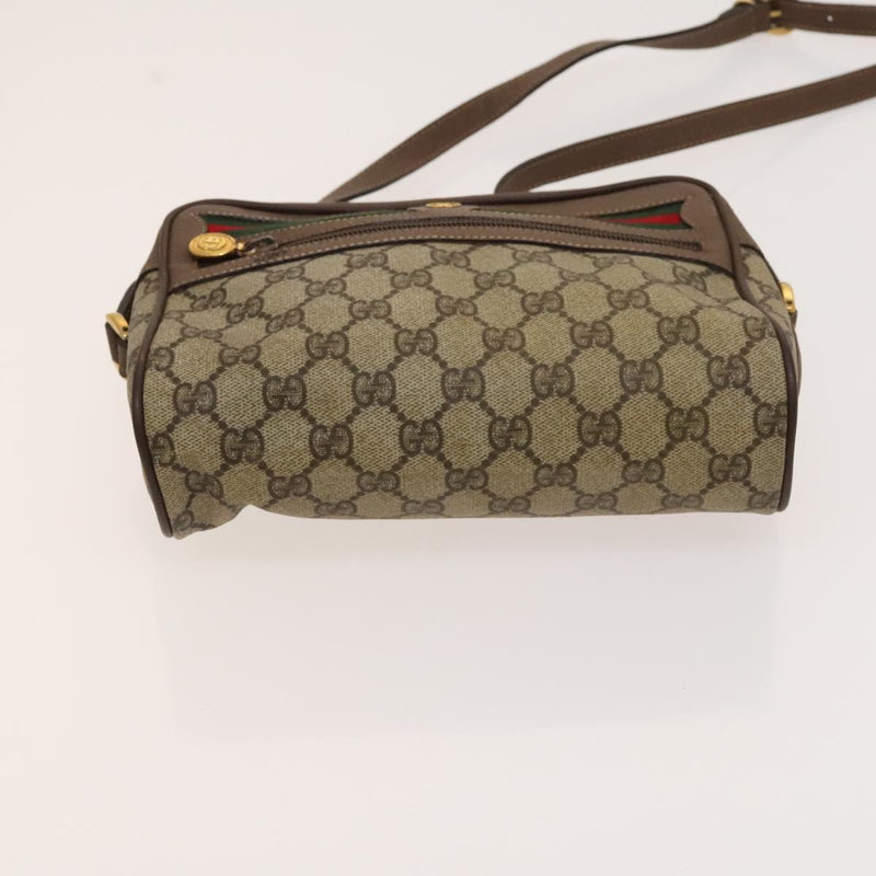 GUCCI GG Supreme Web Sherry Line Bag PVC Beige Gold 001 44 6655 Auth 120942