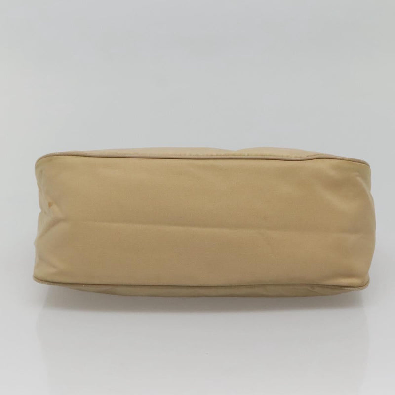 PRADA Shoulder Bag Nylon Beige Silver Auth 120952