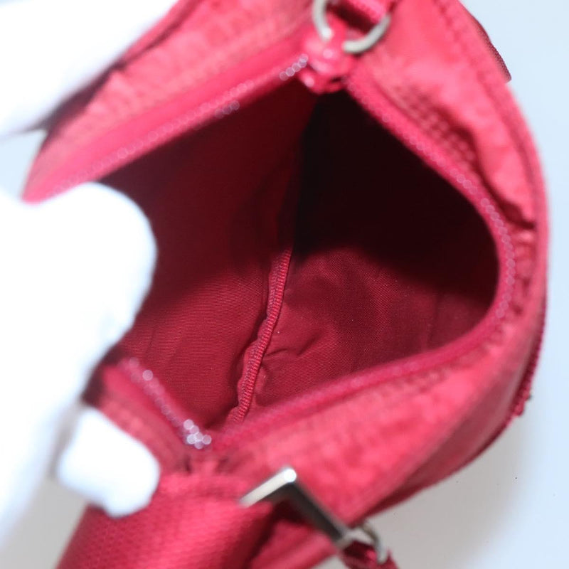 PRADA Shoulder Bag Nylon Red Silver Auth 120955