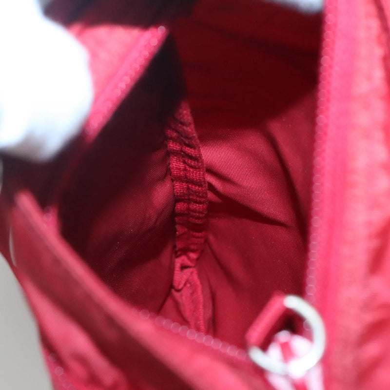 PRADA Shoulder Bag Nylon Red Silver Auth 120955