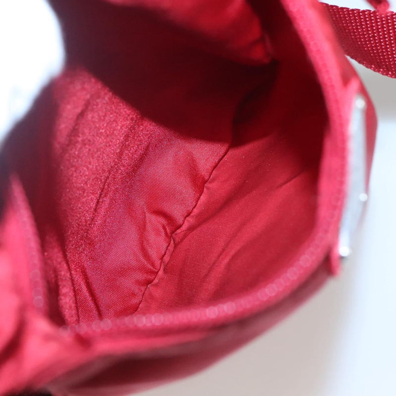 PRADA Shoulder Bag Nylon Red Silver Auth 120955