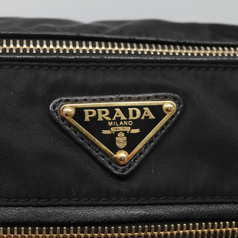 PRADA Shoulder Bag Nylon Black Gold Auth 120958
