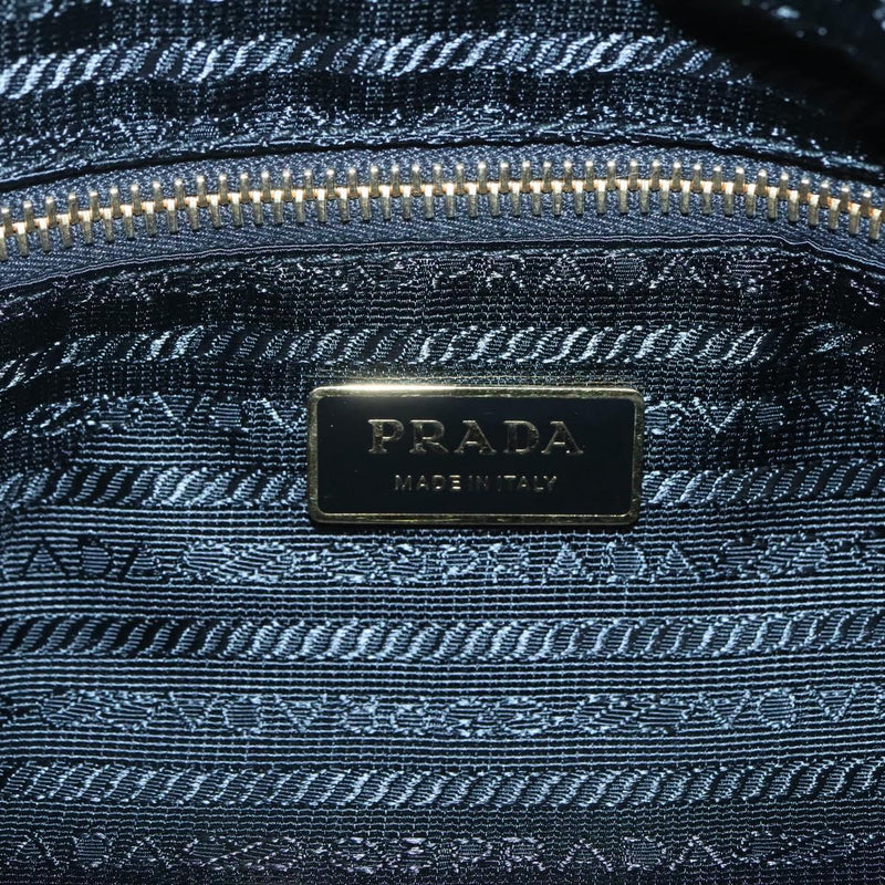 PRADA Shoulder Bag Nylon Black Gold Auth 120958