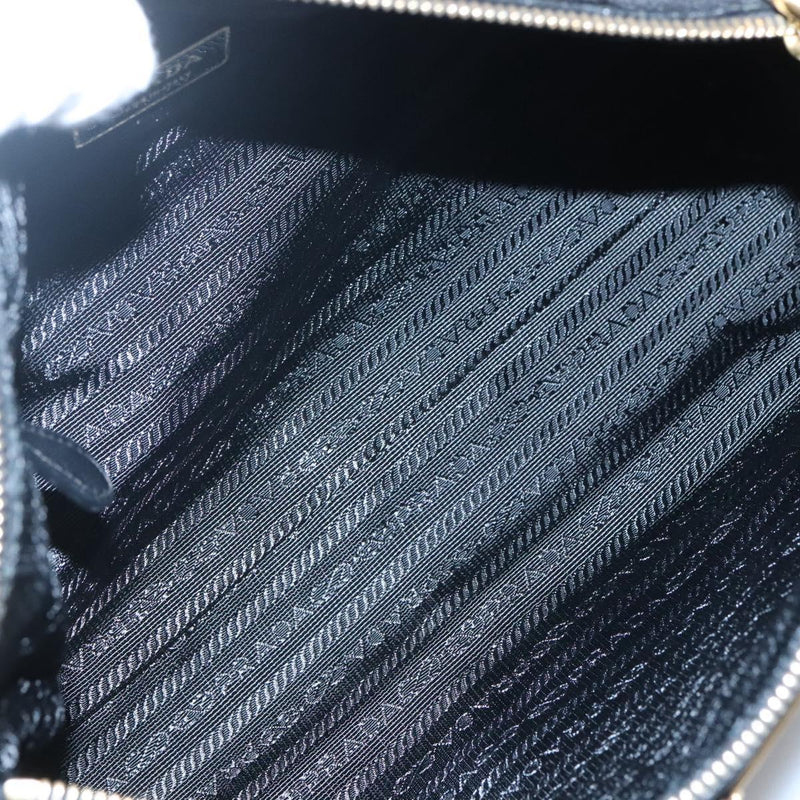 PRADA Shoulder Bag Nylon Black Gold Auth 120958