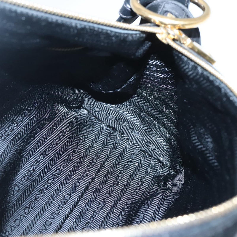 PRADA Shoulder Bag Nylon Black Gold Auth 120958