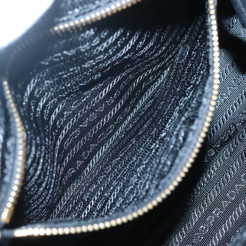 PRADA Shoulder Bag Nylon Black Gold Auth 120958