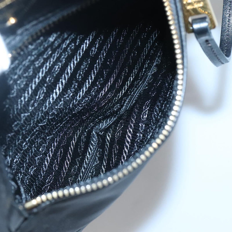 PRADA Shoulder Bag Nylon Black Gold Auth 120958