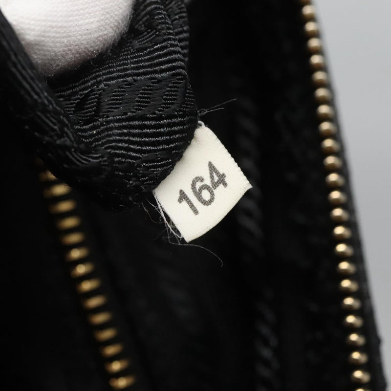 PRADA Shoulder Bag Nylon Black Gold Auth 120958