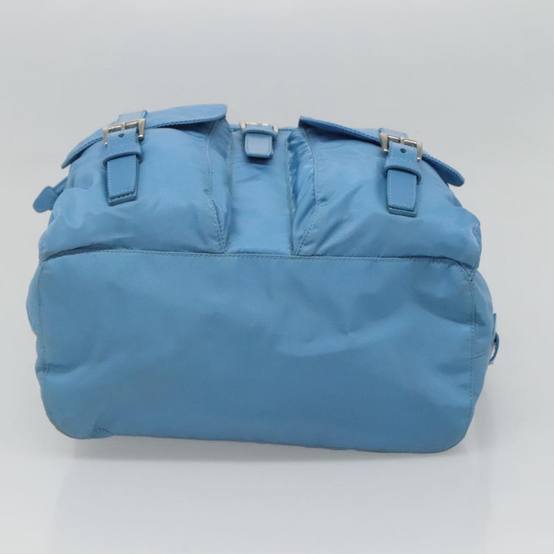 PRADA Backpack Nylon Light Blue Silver Auth 120959