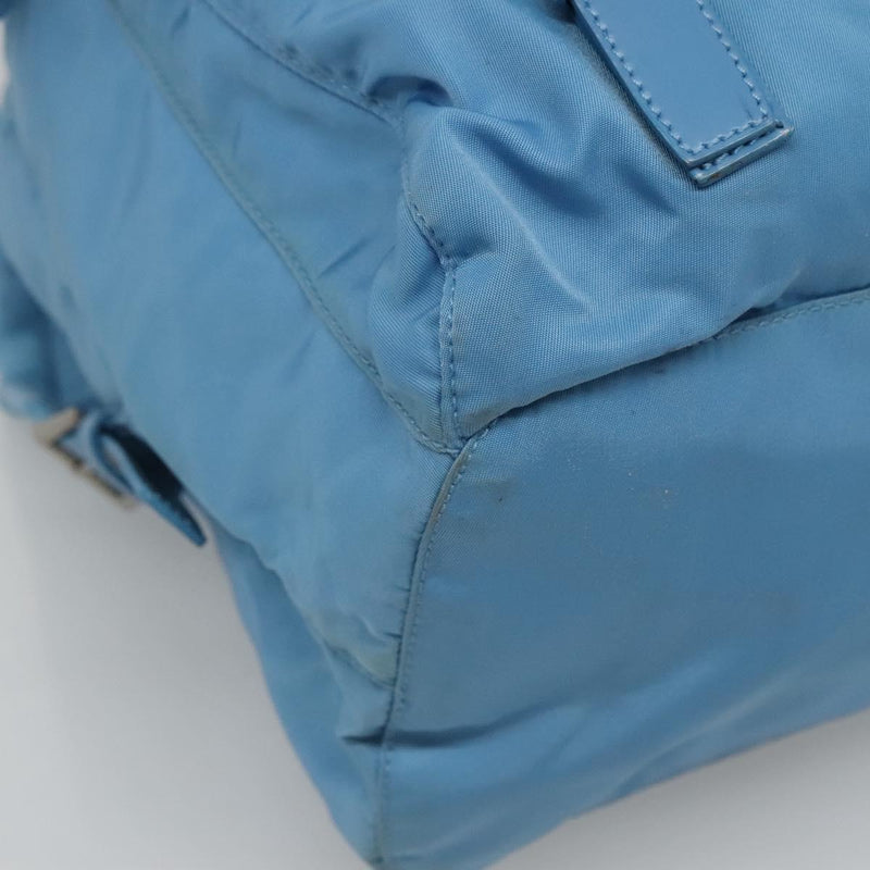 PRADA Backpack Nylon Light Blue Silver Auth 120959