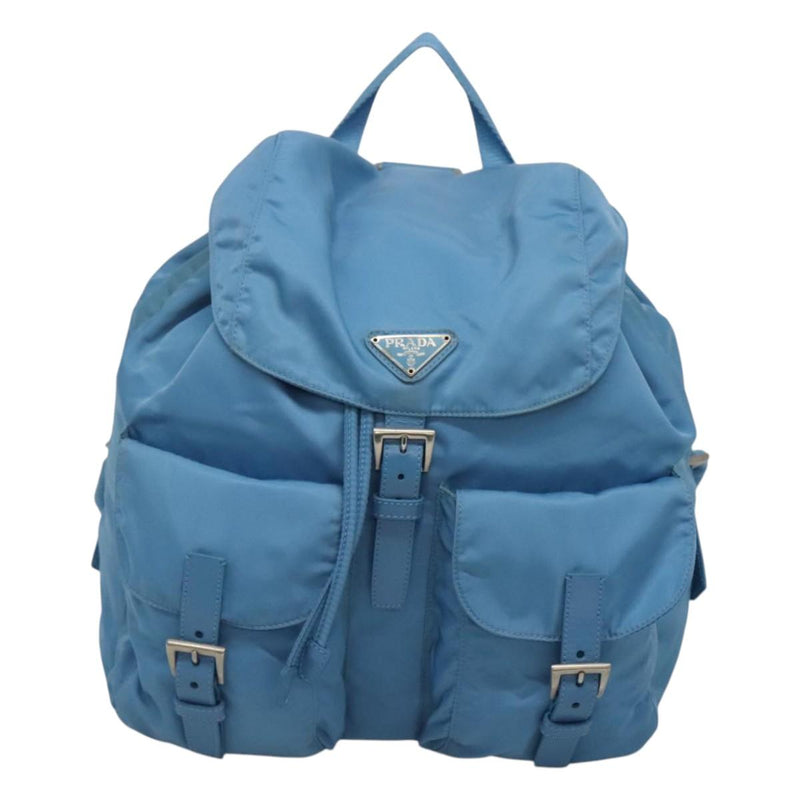 PRADA Backpack Nylon Light Blue Silver Auth 120959