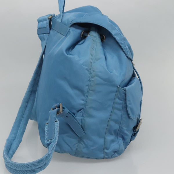 PRADA Backpack Nylon Light Blue Silver Auth 120959