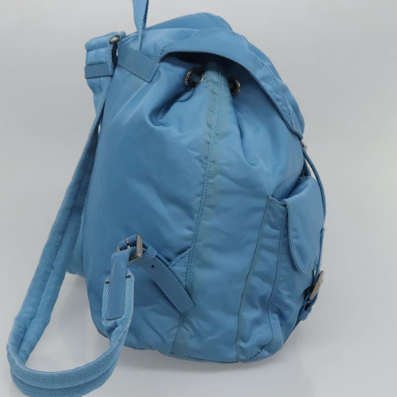 PRADA Backpack Nylon Light Blue Silver Auth 120959