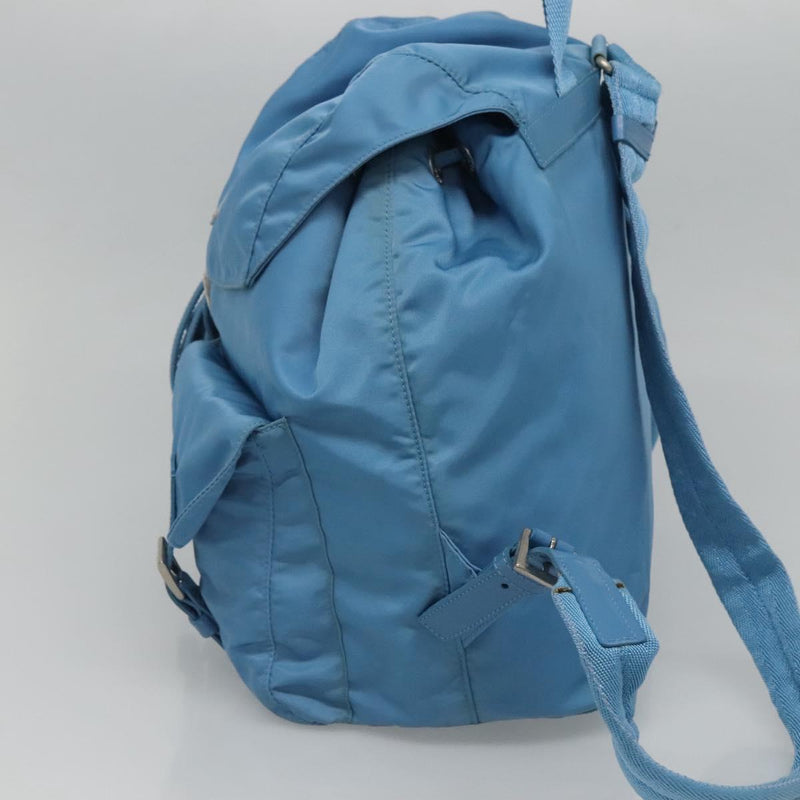 PRADA Backpack Nylon Light Blue Silver Auth 120959