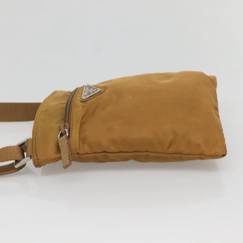 PRADA Shoulder Bag Nylon Brown Silver Auth 120961
